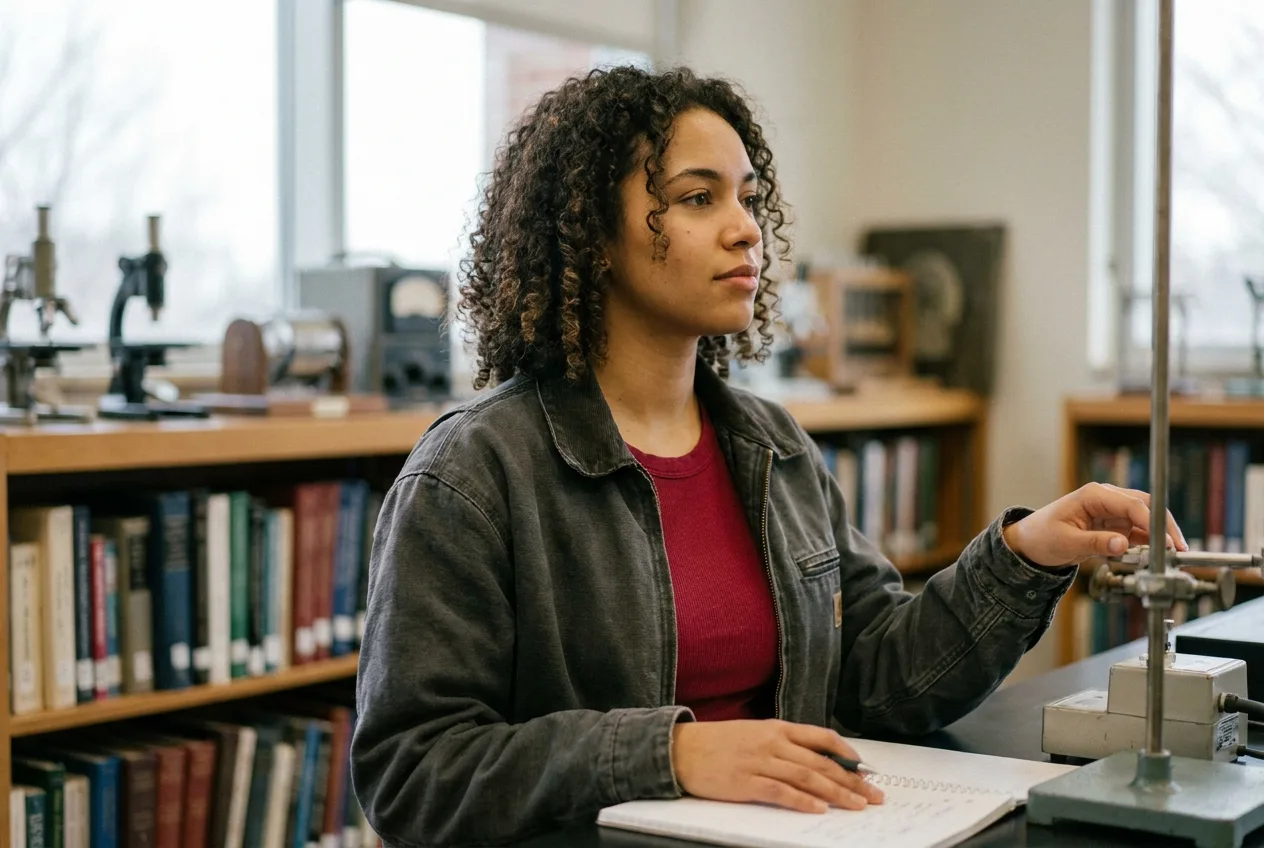 A focused STEM student working in a university lab