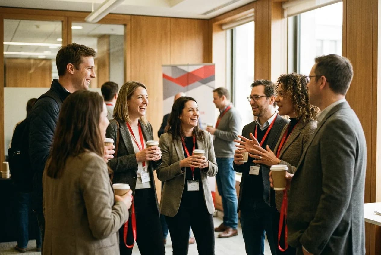 Students and professionals connecting at a networking event